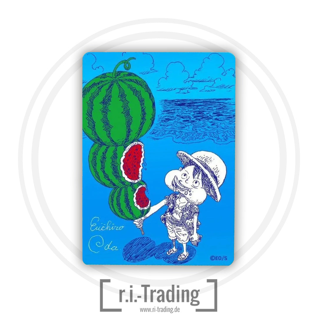 One Piece Shueisha Natsucomi 2026 Metallic Promokarte - Watermelon Luffy JP